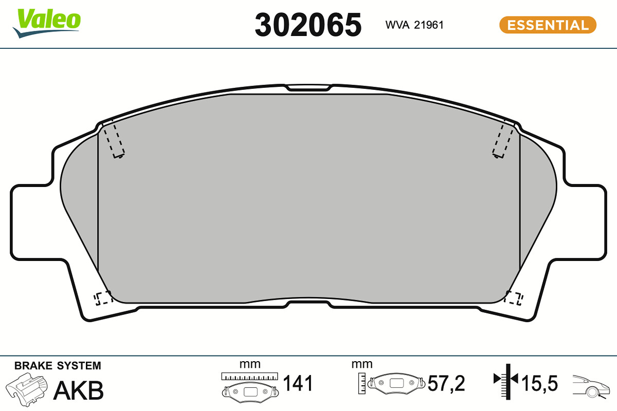 Jeu de 4 plaquettes de frein VALEO ref. 302065